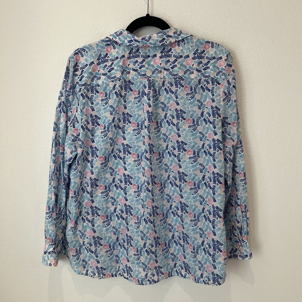 Talbots CLASSIC COTTON SHIRT FLORAL FERNS Button-Up top women’s XL petite - Picture 6 of 8